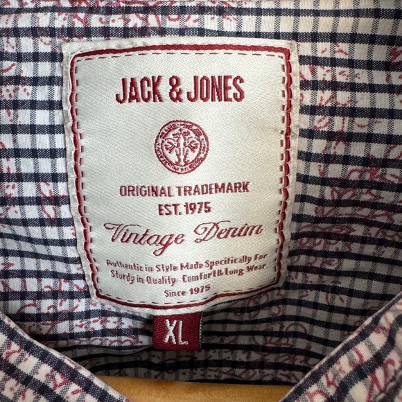 Jack & Jones Vintage Denim Men's Long Sleeve Button Up Shirt Size X-Large Check - Picture 4 of 13